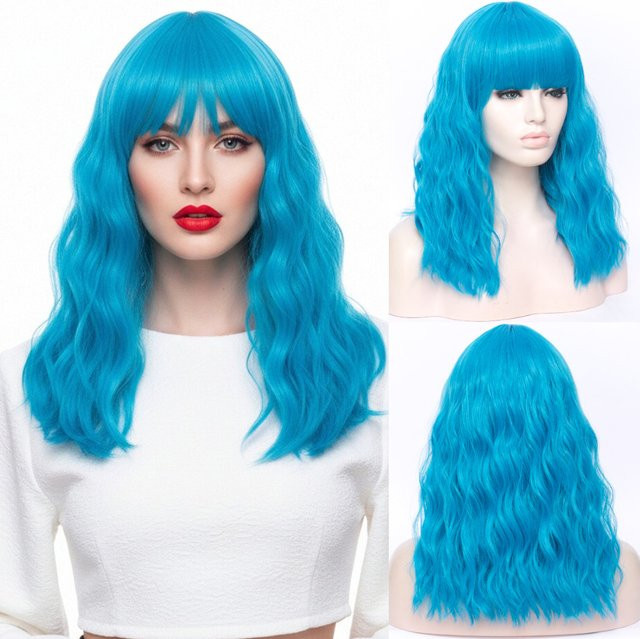 shyred Perücke mit Pony, blau, synthetisch, Damen - Bild 1