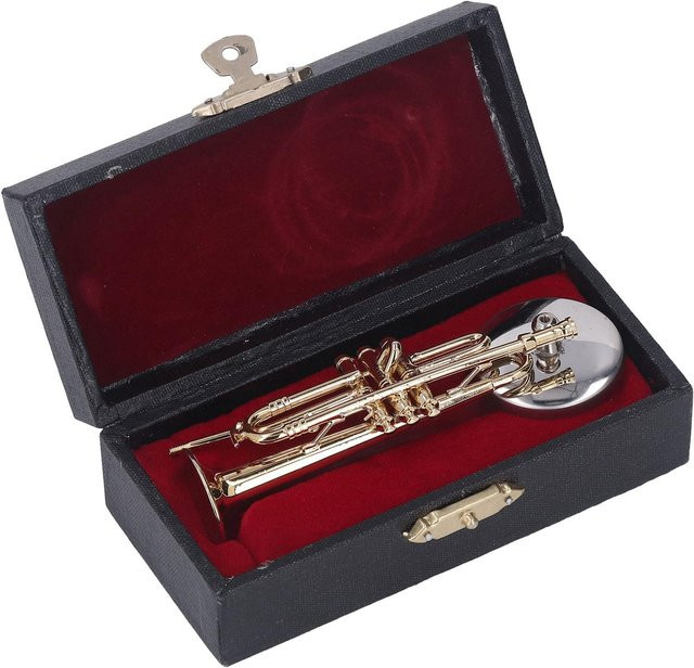 Igeteck Miniatur-Trompete aus Messing in Gold mit Ständerkoffer - Bild 1