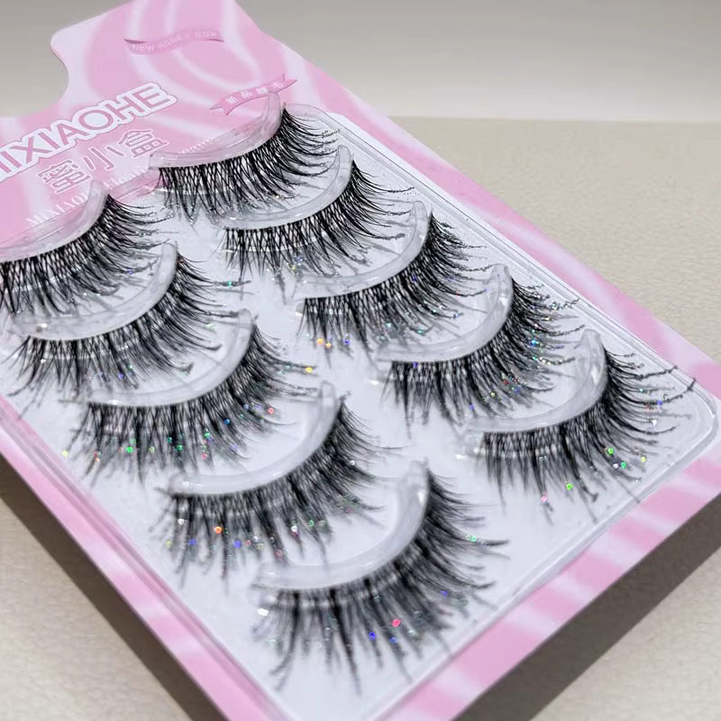 Mixiaohe Wimpern, 5 Paar, C-Curl, Schimmernd, Unisex - Bild 2