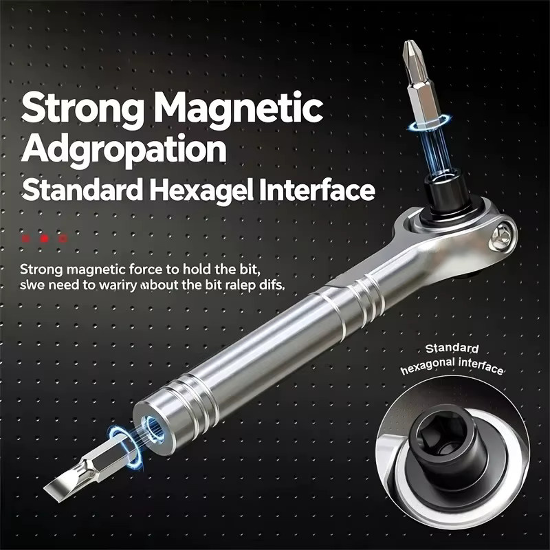 NIUXIANG Magnetischer Ratschenschraubendreher-Satz mit universellem Steckschlüssel-Bit-Set in Silber - Bild 5