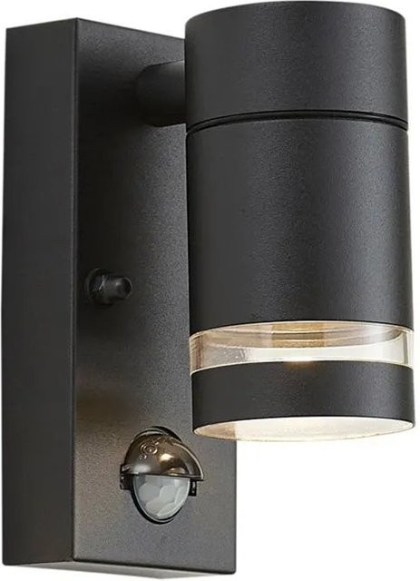 QAZQA Moderne LED Außenwandleuchte aus Aluminium in Schwarz mit Bewegungssensor und Up-Down-Lichteffekt IP44 - Bild 1