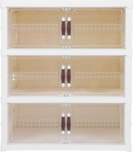 Aimo Faltbare Schuhbox mit Magnettür und Regalböden, Weiß/Transparent - Bild 1