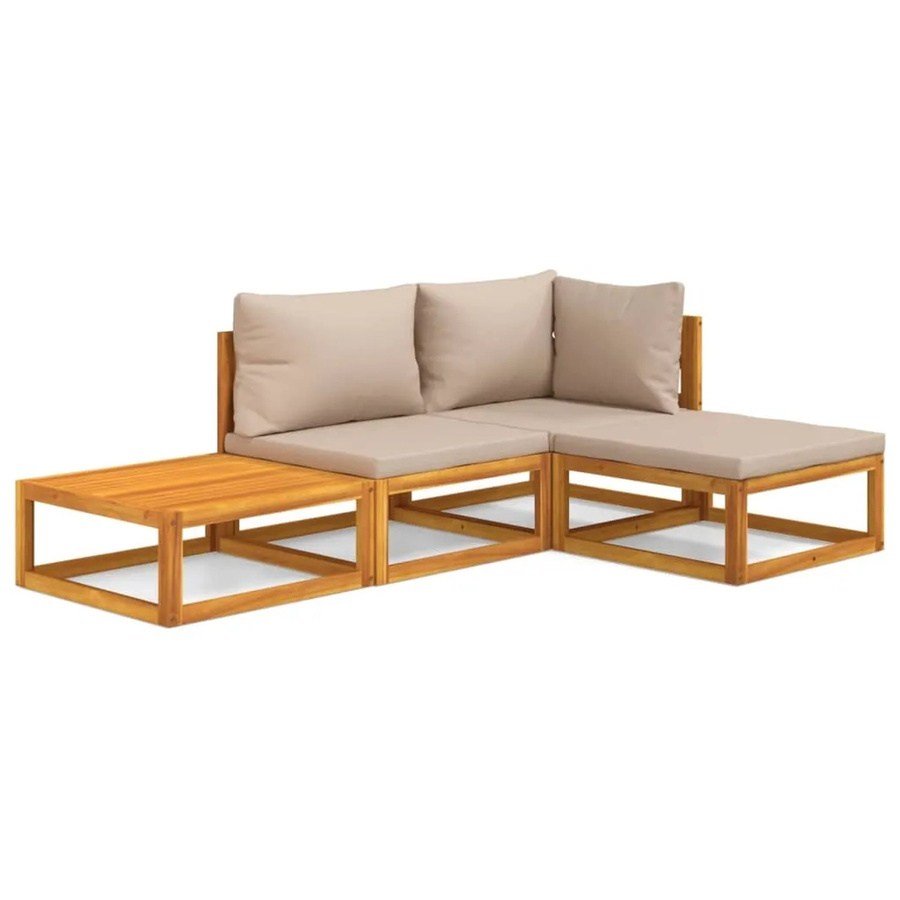 vidaXL 4-tlg Garten-Lounge-Set Modell 2 aus Akazien-Massivholz in Braun mit beigen Kissen - Bild 2