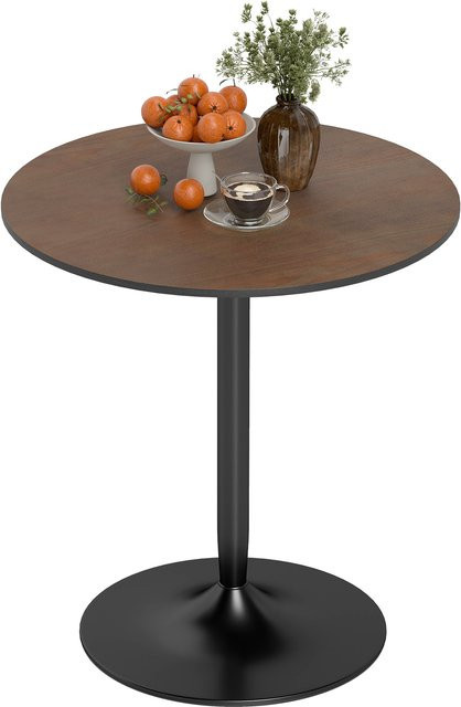 Runder Esstisch von HOMCOM in Hellbraun mit Massivholz-Furnierplatte und Stahlgestell, Durchmesser: 70 cm - Bild 1
