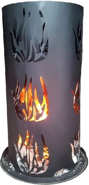 Lex Feuersäule Feuerkorb aus Stahl in Schwarz mit Feuerrost und Schürhaken, Höhe: 80 cm - Bild 1