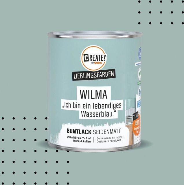 CREATE! by OBI Buntlack Lieblingsfarbe Wilma Wasserblau Seidenmatt 0,75 l - Bild 1