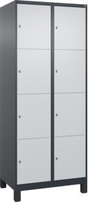C+P Schließfachschrank Classic PLUS mit 2 Abteilen und Füßen, Farbe Anthrazit/Lichtgrau, B/T/H: 80 x 50 x 195 cm - Bild 1
