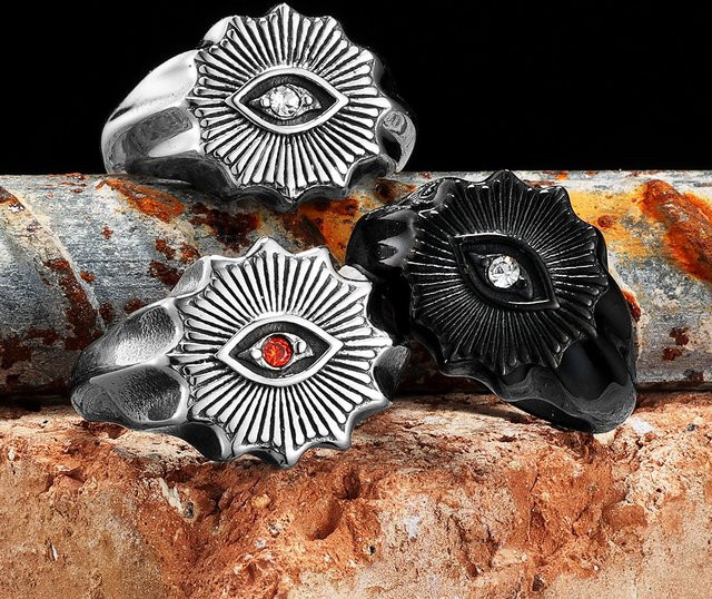 Metal Town Ring, Edelstahl, Vintage, Silber, Unisex - Bild 1