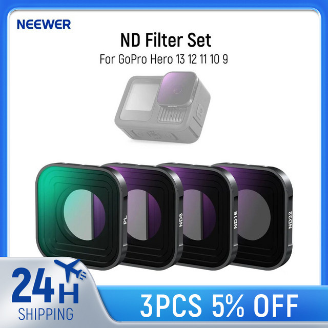 EEWER ND Filter Set HD Kunststoff Neutral Density Polarisator Objektiv Filter Kit für GoPro Hero 13 12 11 10 9 Action Kamera Zubehör - Bild 1