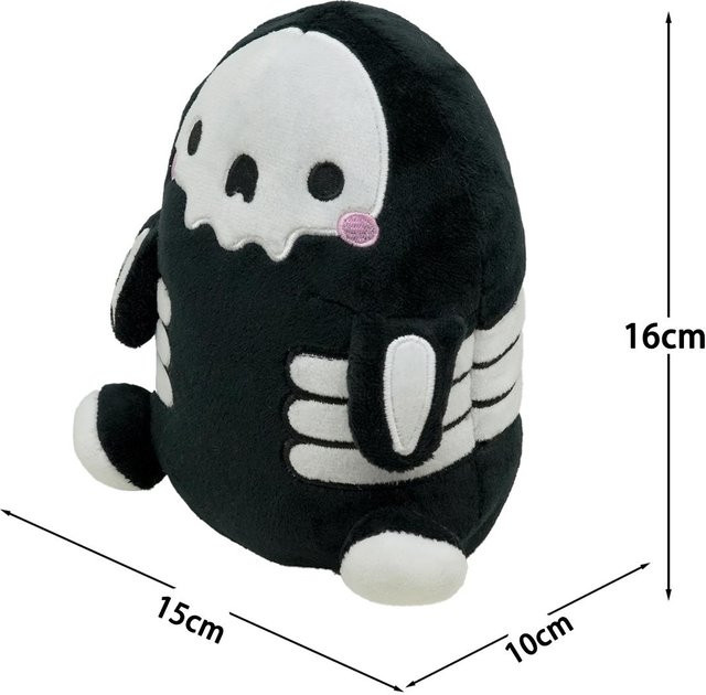 Treasuringu Geister-Stofftier Kawaii Skelett Plüschpuppe, schwarz, ab 14 Jahren - Bild 1