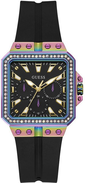 Guess Damenuhr Libra, Quarz, Edelstahl, 34 mm, Schwarz, Silikon - Bild 1