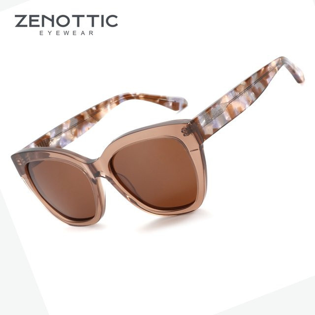 ZENOTTIC Sonnenbrille Butterfly, Vollrand, Acetat, braun, Damen - Bild 1