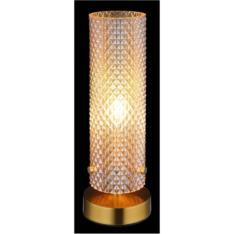 GLOBO Tischleuchte aus Glas und Metall in Gold und Amber mit E14 Fassung, Höhe: 28,5 cm, Durchmesser: 10 cm - Bild 3