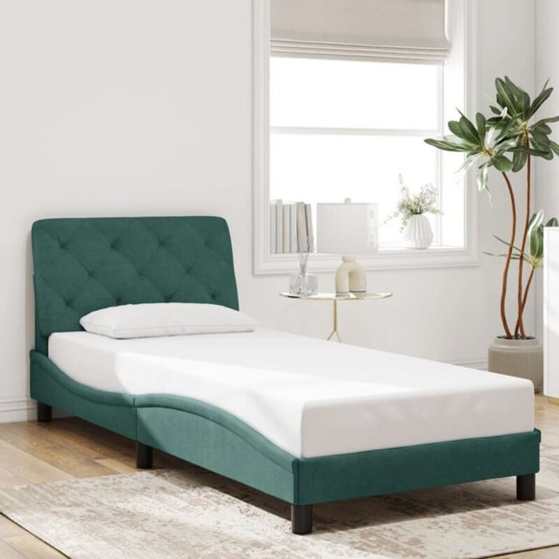 Modernes Polsterbett Vidaxl aus Samt und Metall in Grün, B/T/H: 90 x 200 cm - Bild 1