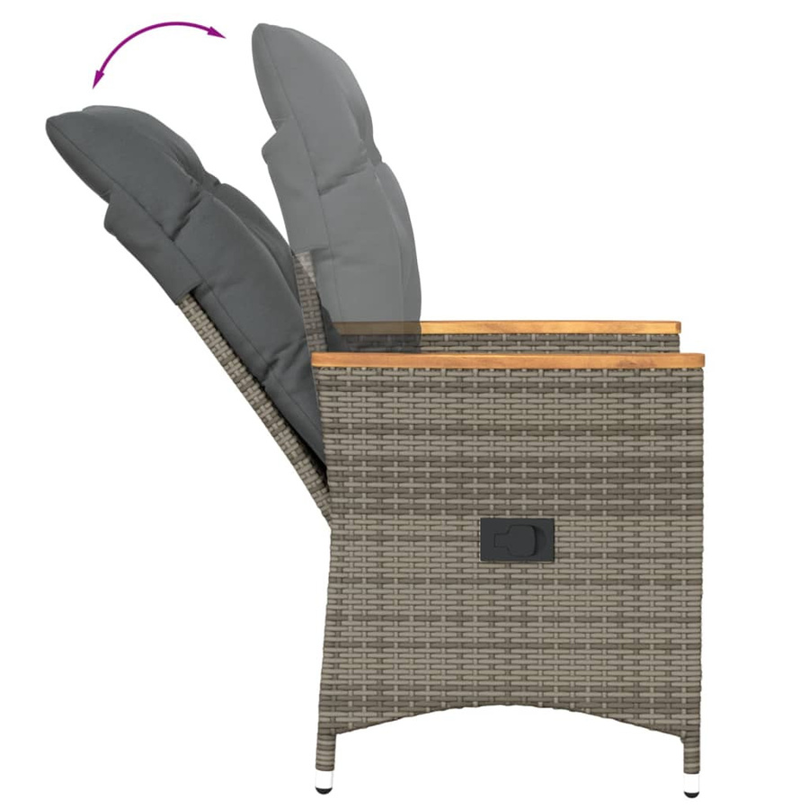 vidaXL 3-teiliges Bistro-Set aus Polyrattan mit Kissen in Grau - Bild 3