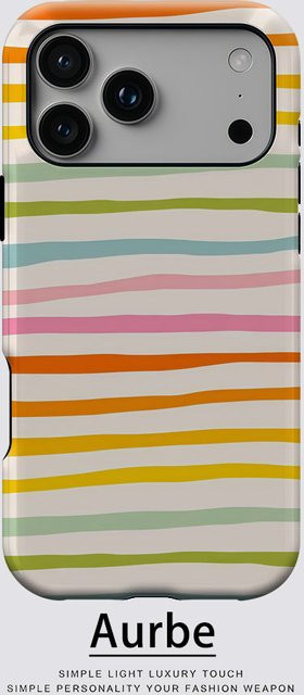 Aurbe Matte 2-in-1 MagSafe Hülle für iPhone 17 16 15 Plus Pro Max mit leuchtenden Regenbogen-Wellenstreifen in Multicolour - Bild 1