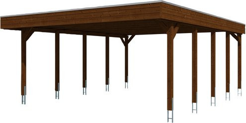 Doppelcarport Skan Holz Friesland aus Holz in Nussbaum, B/T: 557 x 708 cm, Firsthöhe: 254 cm - Bild 1