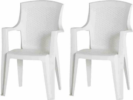 PROGARDEN Stapelsessel Eden aus Kunststoff in Weiss, 2-teiliges Set - Bild 1