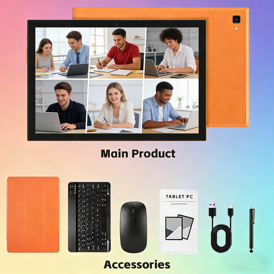 Paitanry Tablet Android 15 mit Octa-Core A537, 8GB RAM, 128GB ROM, 5000mAh Akku, 8.0 Zoll IPS HD Display, Orange, WLAN und GPS - Bild 4