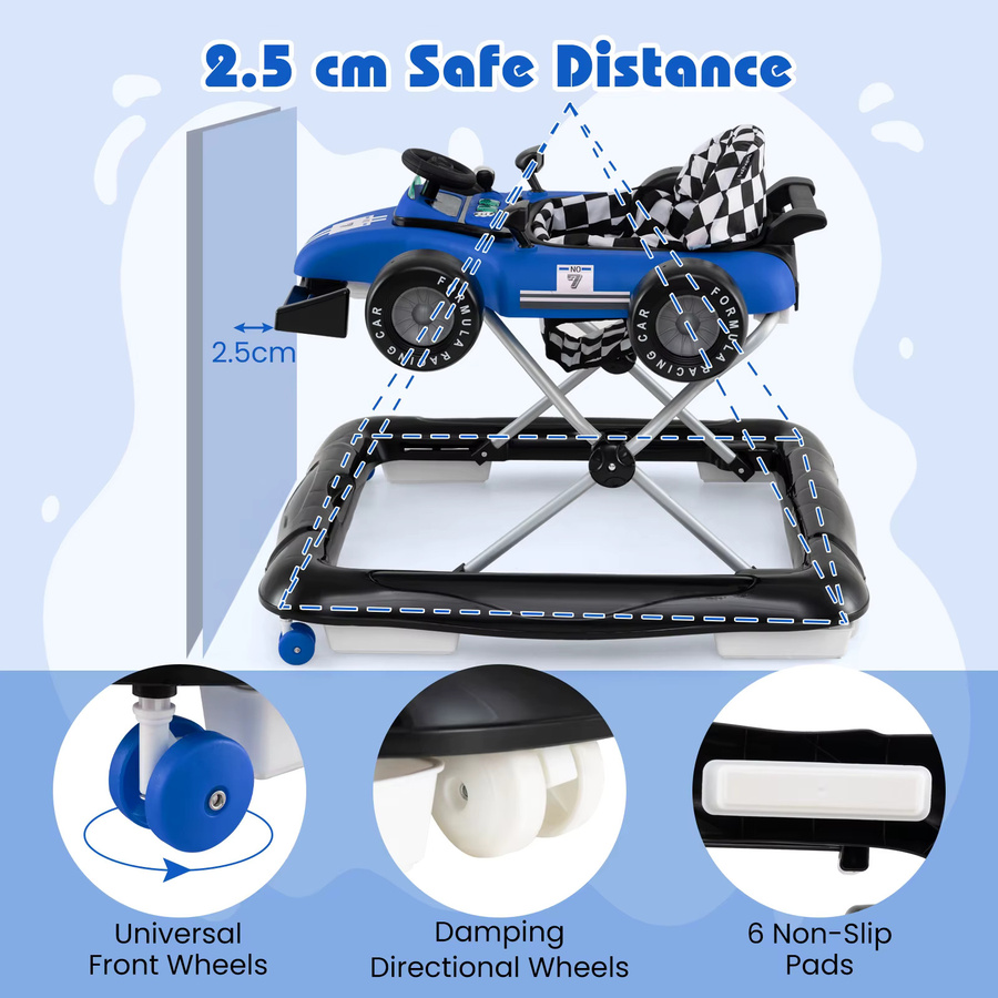 GOFLAME 4-in-1-Lauflernhilfe, Autoform, mit Lenkrad und Spieluhr, ab 1 Jahr - Bild 4