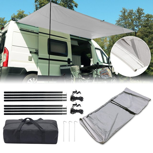 CHEDONGDONG Camping Markise mit Keder Rohraufsatz und Baldachin in Grau, B: 300 cm, H: 240 cm - Bild 1