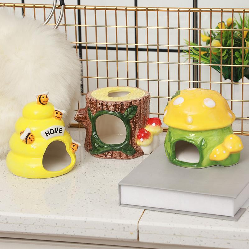 Yiran Furniture Keramik Hamsternest Schlafnest für kleine Tiere in Armee Grün - Bild 3
