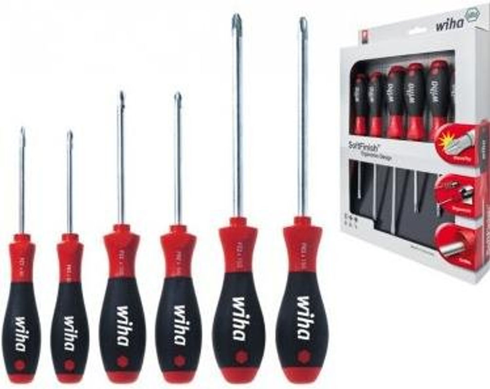 Wiha Werkstatt Schraubendreher-Set SoftFinish 6-teilig mit Phillips und Pozidriv in Schwarz-Rot - Bild 3