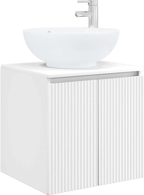vidaXL Wandmontierter Waschtisch in Weiß, Modernes Design mit Glanzoberfläche, B/T/H: 49,5 x 44,5 x 65 cm - Bild 1