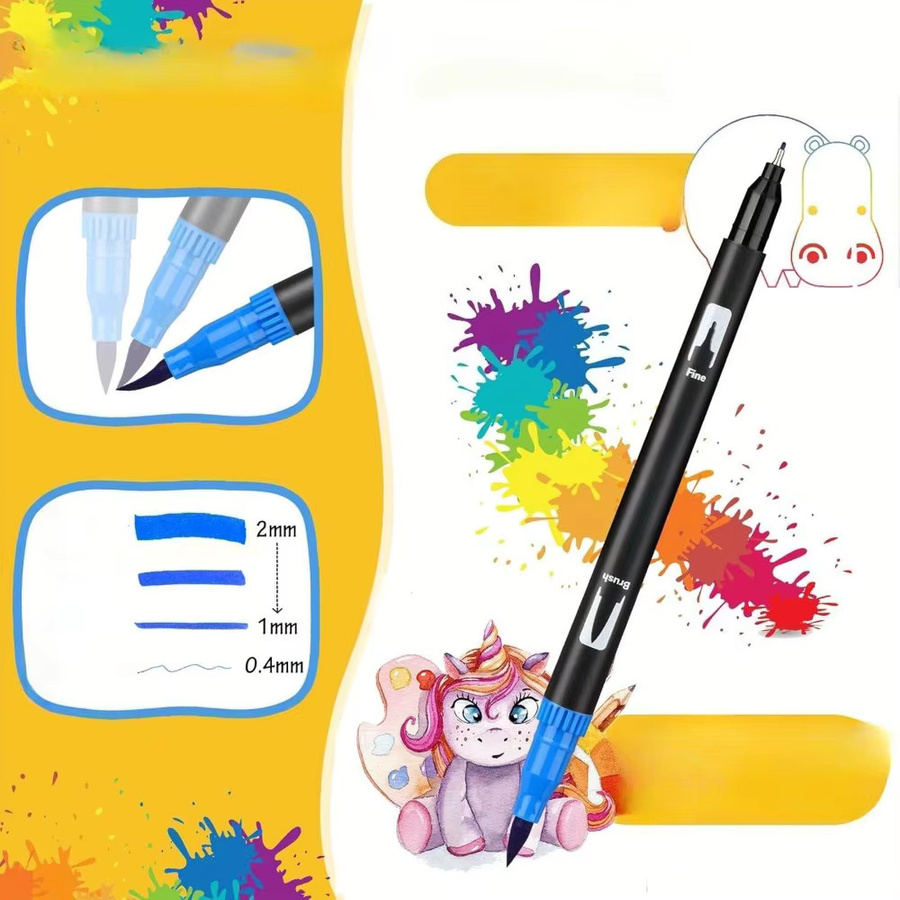 120 Farben Doppelspitzen-Marker-Set mit Pinsel- und Feinspitze, wasserbasierte Stifte in Multicolour für Malbücher, Zeichnen und Lettering - Bild 4