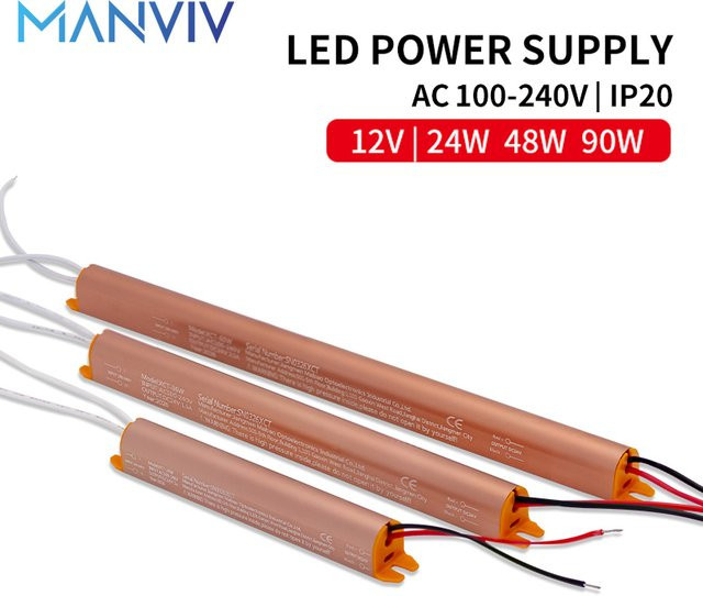 MANVIV LIGHTING LED-Treiber 12 V mit ultradünnem Aluminiumgehäuse als Netzteil und LED-Streifen-Adapter für AC100-240 V - Bild 1