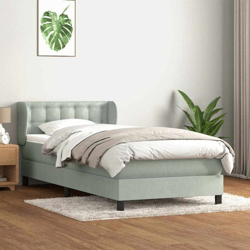 Vidaxl Boxspringbett mit Matratze in Grau aus Samt, B/T/H: 80 x 220 x 78 cm - Bild 1