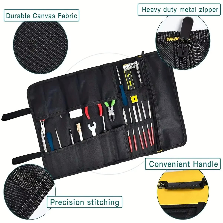 Multifunktionale Rollwerkzeugtasche von WOZOBUY aus Oxford-Gewebe in Rot, faltbare Werkzeugrolle und tragbare Aufbewahrungstasche, B/T/H: 58,5 x 35,5 x 13,98 cm - Bild 6