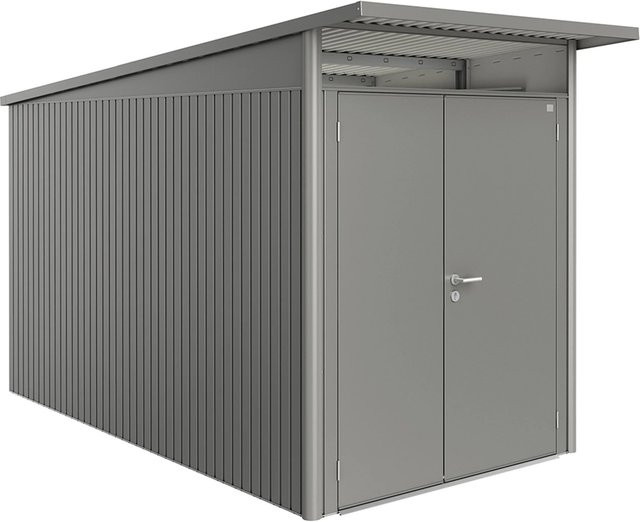 Biohort Metall-Gerätehaus AvantGarde mit Doppeltür und Pultdach, Farbe: Quarzgrau-metallic, B/T/H: 174 x 334 x 222 cm - Bild 1