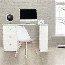 ML-Design Schreibtisch mit drei Schubladen und Aufbewahrungsregalen in Weiß, B/T/H: 120 x 49 x 72 cm - Bild 1