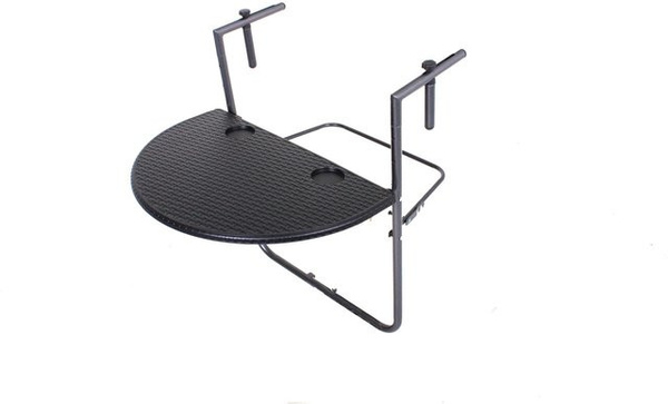 Garden Pleasure Balkontisch Ventana Schwarz aus Stahl und Kunststoff HDPE B/T/H: 60 x 73 x 40 cm