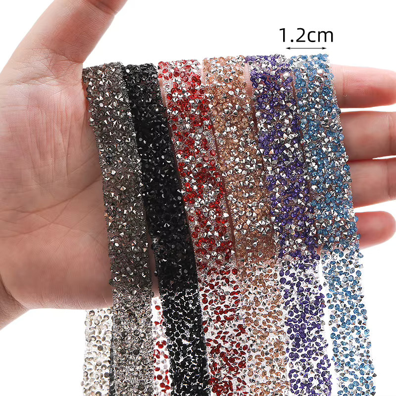 Selbstklebendes Strassband in Multicolour und Purple für Bastelarbeiten, Breite: 1,2 cm, Länge: 1 Yard - Bild 2