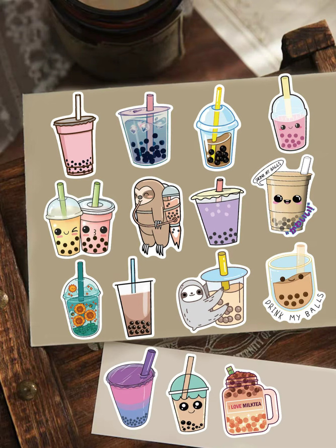 50 Stück Bubble Tea Aufkleber in Multicolour für Wasserflaschen, Laptops und Dekorationen - Bild 2