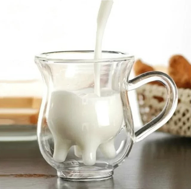 Kreative Kuh Doppelschicht Glas Creamer Tasse, Milchkrug für Kaffee und Tee, transparent, 250 ml - Bild 1