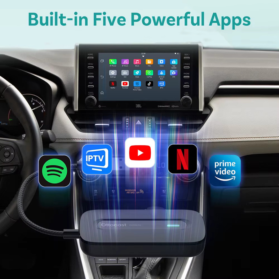Ottocast Play 2 Video Express Android 12 AI Box Wireless CarPlay und Android Auto Adapter mit Netflix und YouTube Streaming in Schwarz - Bild 2
