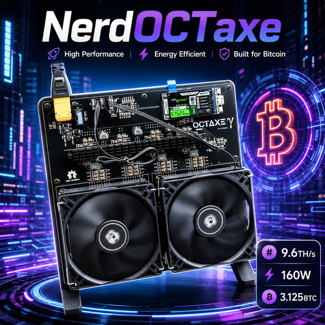 NerdOCTAxe Bitcoin Solo Miner SHA-256 BM1370 Chip 9.6Th/s 160W Mini Mining-Maschine in Orange-Schwarz - Bild 1