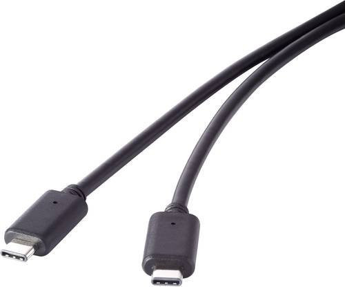 Renkforce USB-C Kabel USB 3.2 Gen2x2 mit vergoldeten Steckkontakten Schwarz, Länge: 0,5 m - Bild 1