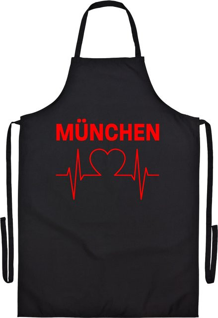 Grillschürze multifanshop München Herzschlag in Rot - Bild 1