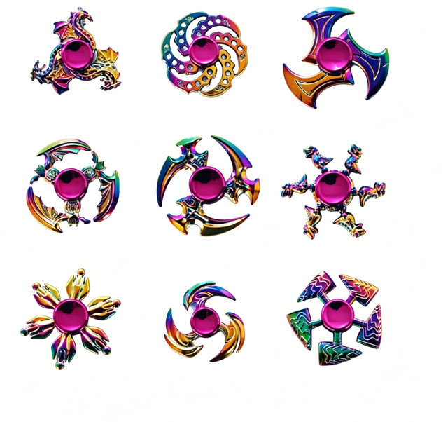 ZIRI Regenbogen-Fidget-Metall-Spinner, bunte Finger-Spinner, Handspielzeuge - Bild 1