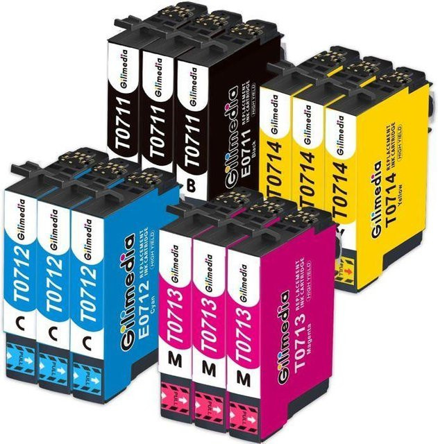 Epson T0715 Multipack Tintenpatronen Set in Schwarz, Blau, Pink und Gelb für Epson Stylus SX400 SX510W BX610FW SX200 DX4400 SX100 - Bild 1