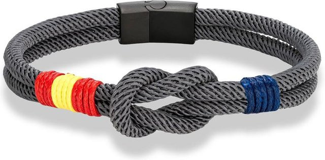 YULIN Armband, Nautisches Seil, Edelstahl, Schwarz, Magnetverschluss, 21cm, Unisex - Bild 1