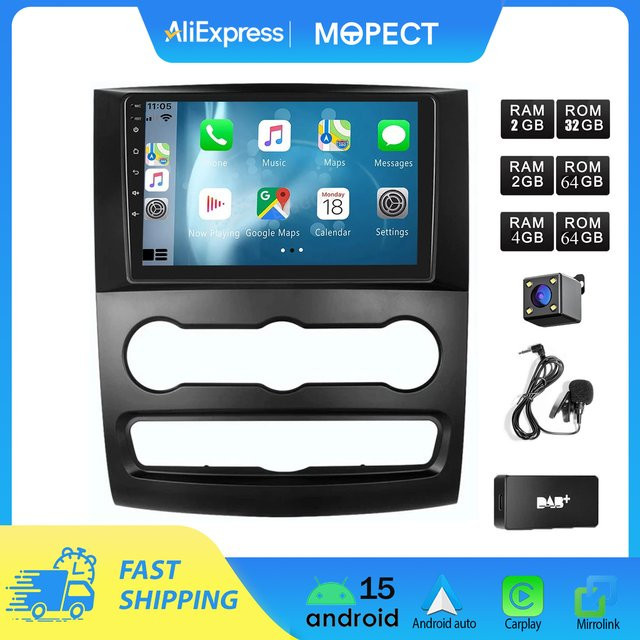 MOPECT Android 15 Autoradio mit 10 Zoll Display, 4G, 64G, GPS und Bluetooth für VW Crafter 2006-2011 und Mercedes-Benz Sprinter W906 2006-2018, CarPlay, Schwarz - Bild 1