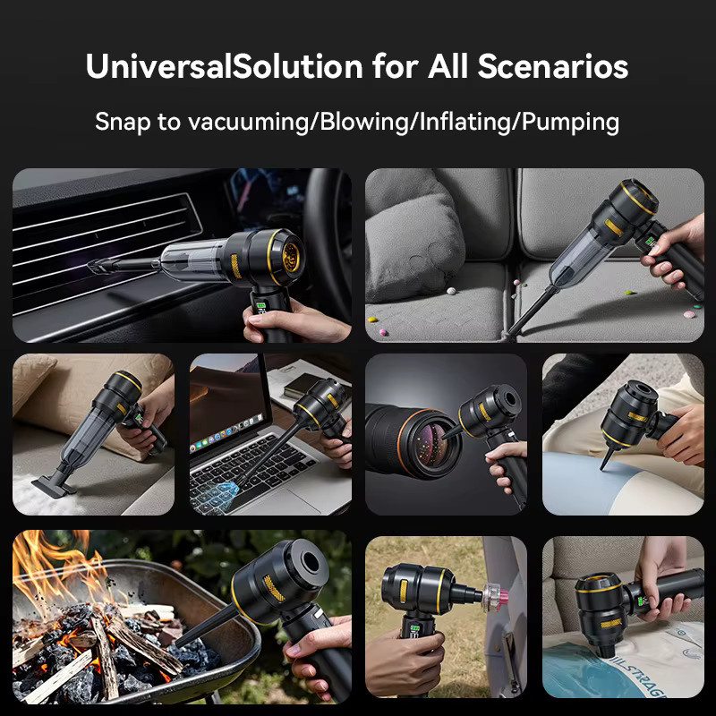 SUITU Akku Handstaubsauger mit LED-Lampe und Gebläsefunktion, Schwarz, 98000PA Leistungsstarker Mini-Reiniger für Auto und Haushalt - Bild 4