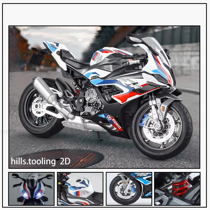 MAKEDA M1000RR S1000RR Racing Motorrad Modell, Metall, 1:9, mit Licht - Bild 6