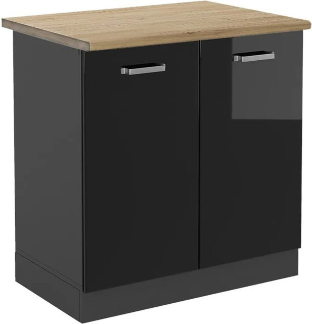 Vicco Spülenunterschrank R-Line in Schwarz Hochglanz und Anthrazit mit Eiche-Optik, B/T/H: 80 x 60 x 81,6 cm - Bild 1