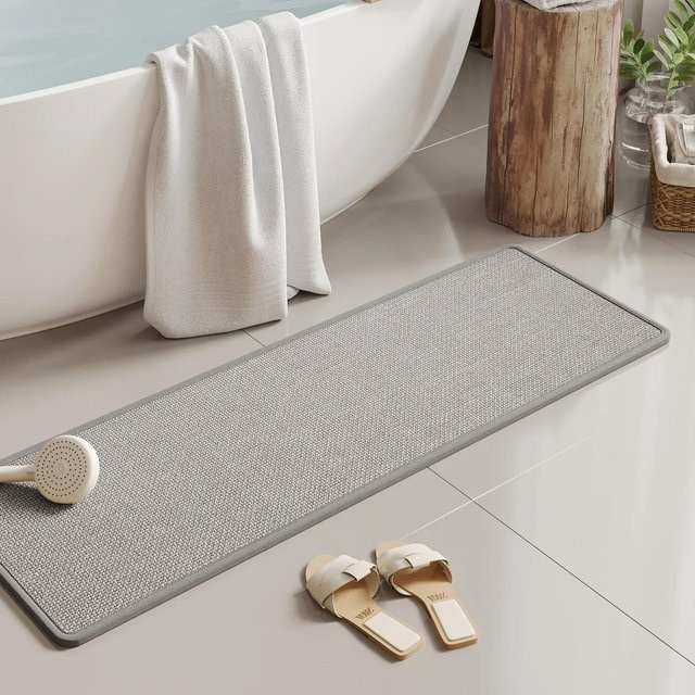Lodestar Badematte aus Leinen in Grau, B/T: 40 x 60 cm, schnell trocknend und rutschfest - Bild 1